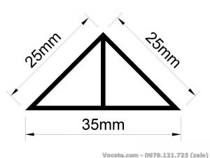 Kích thước nẹp tam giác 25x25x35mm