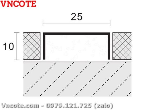Kích thước nẹp chữ U25 inox