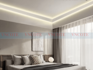 Thi công phào chỉ led góc V chiếu sáng hai hướng thực tế tại công trình VN COTE