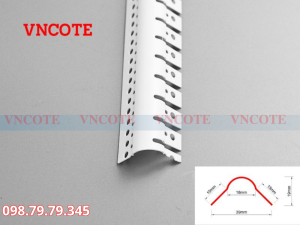 Mặt cắt và thực tế nẹp nhựa bo góc tròn cột tường
