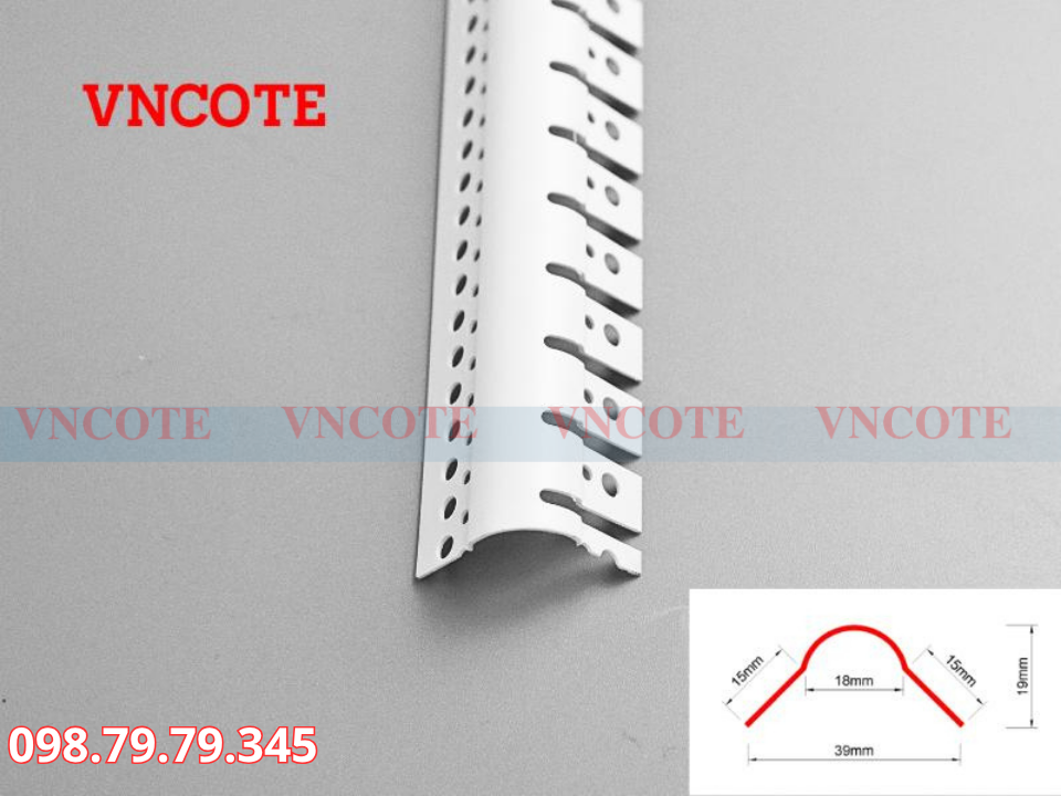 Mặt cắt và thực tế nẹp nhựa bo góc tròn cột tường