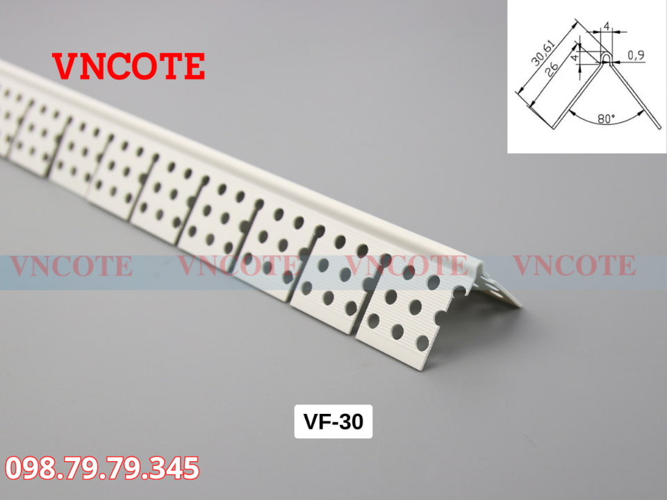 Nẹp nhựa bo góc thạch cao VF 30 chính hãng VNCOTE chống sứt mẻ góc tường