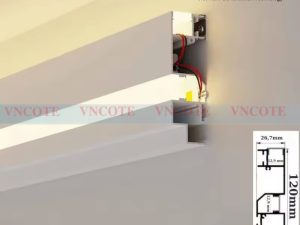 Mặt cắt thực tế và sơ đồ kỹ thuật phào cổ trần LED nhôm LG3-LED-W-3.0