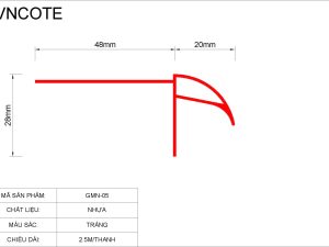 Bản vẽ kỹ thuật chi tiết kích thước nẹp ngắt nước PVC GMN-05 VNCote