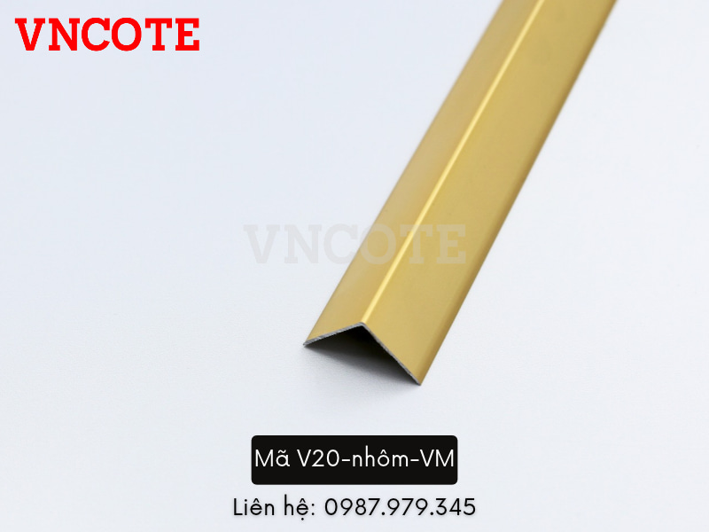Nẹp nhôm V20 màu vàng mờ